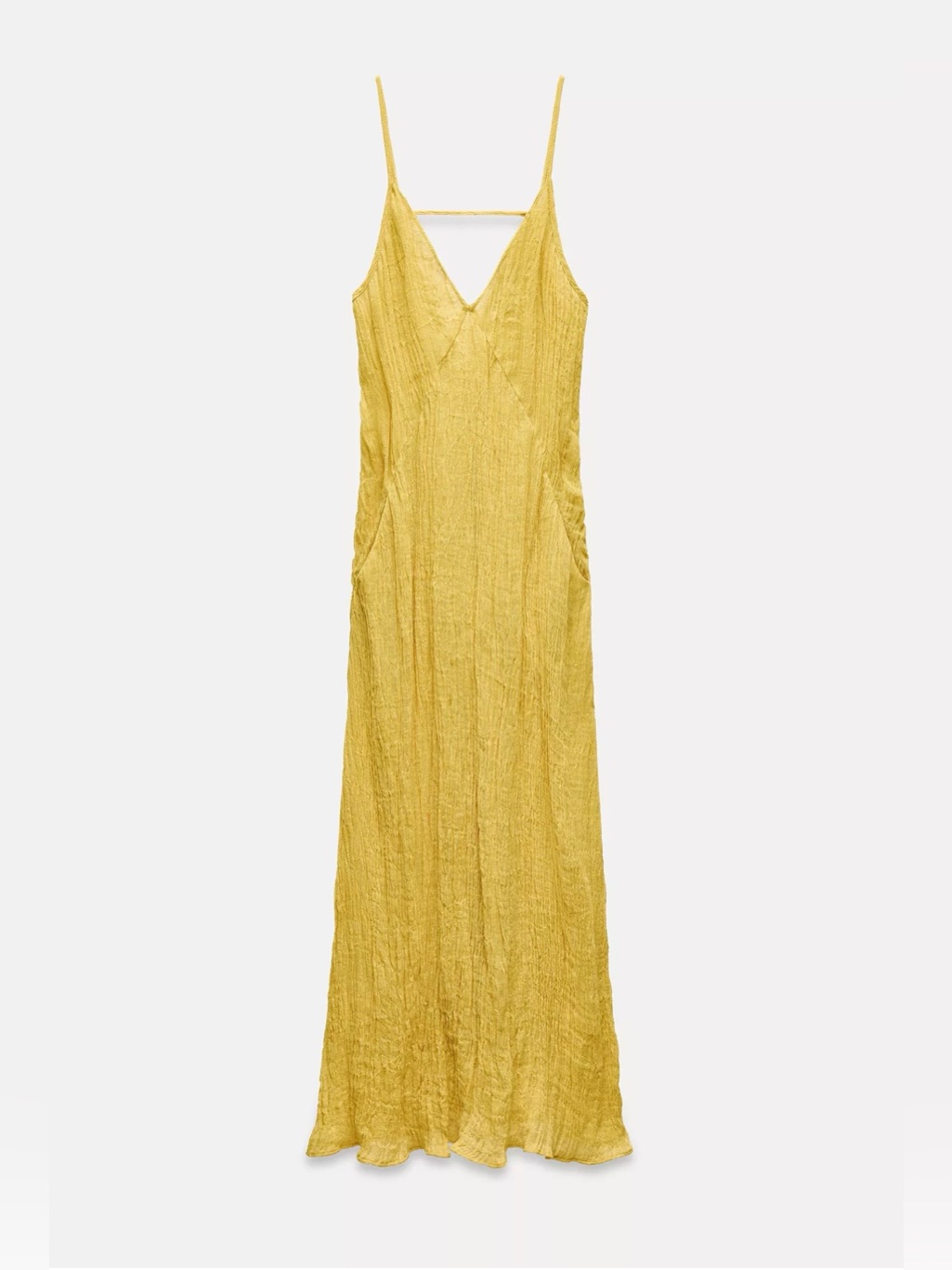 Zara 100% Linen Yellow Maxi Dress Nwt Size M | Pockets | Vacation Resort